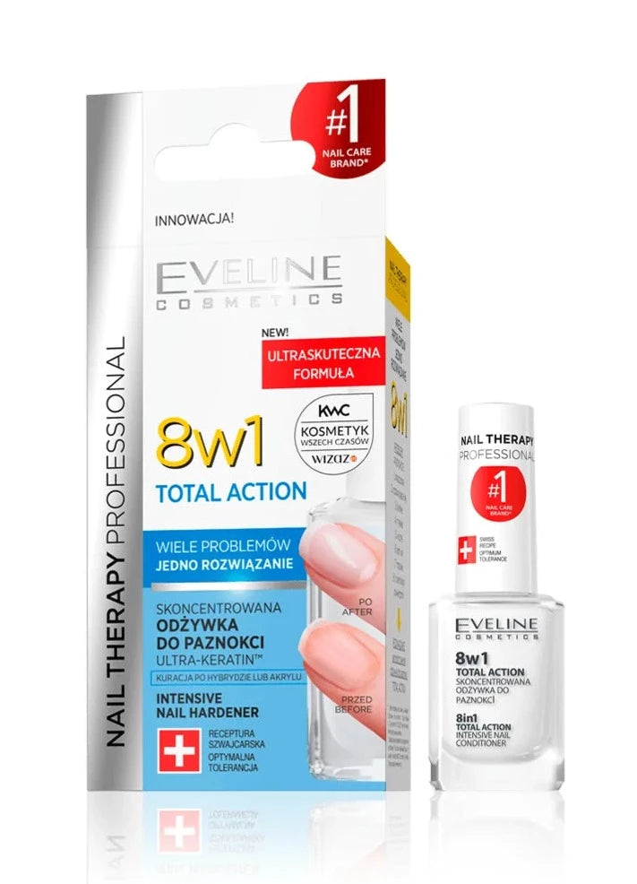 Eveline Nail Conditioner Strengthener Brittle Nails Total Action 8 in 1  Polish | eBay