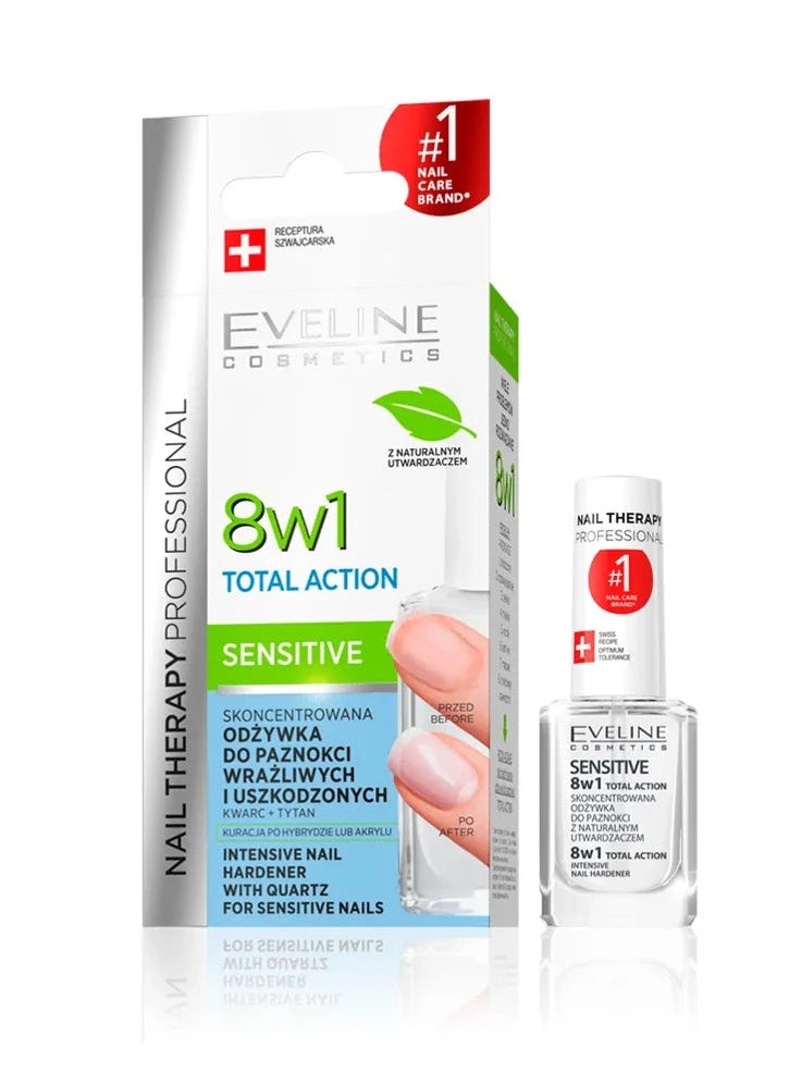 Eveline 8 in 1 Total Action Intense Nail Conditioner Strengthener with  Ultra-Keratin 12ml - FeelDazzling